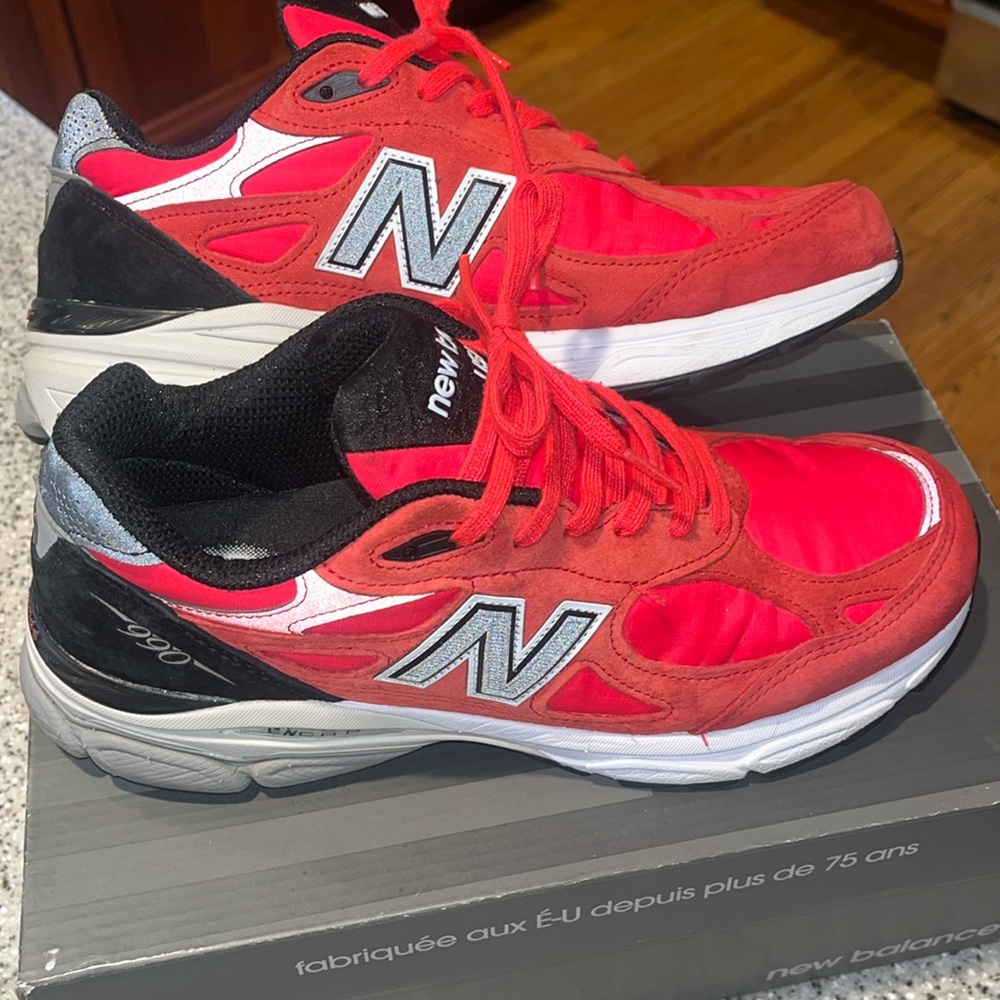 NEW New Balance 990V3 Men's Sneakers Red Black Size 9 Made In USA Shoes M990PL3